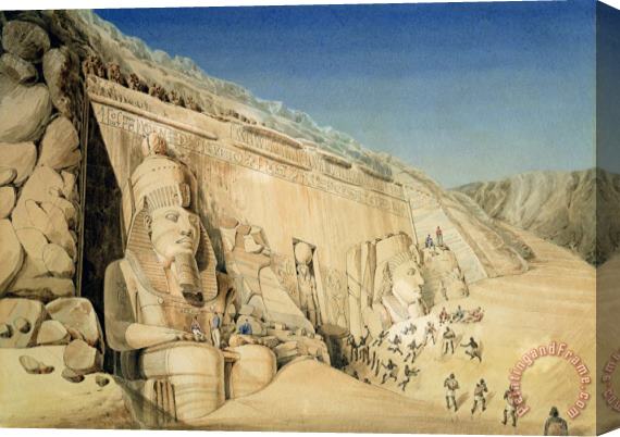 Louis MA Linant de Bellefonds The Excavation Of The Great Temple Of Ramesses II Stretched Canvas Print / Canvas Art