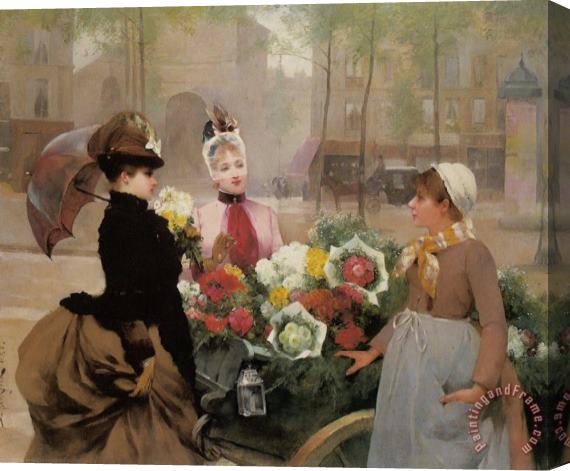 Louis Marie De Schryver The Flower Seller Stretched Canvas Painting / Canvas Art