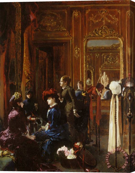 Louis Robert Carrier-belleuse Un Salon De Modes a Paris Stretched Canvas Painting / Canvas Art