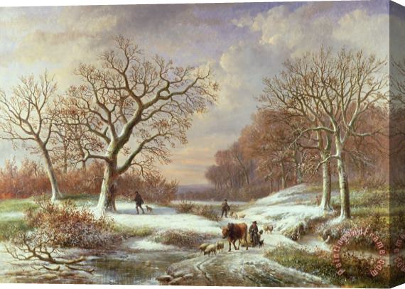 Louis Verboeckhoven Winter Landscape Stretched Canvas Painting / Canvas Art