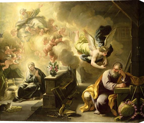 Luca Giordano The Dream of Saint Joseph Stretched Canvas Painting / Canvas Art