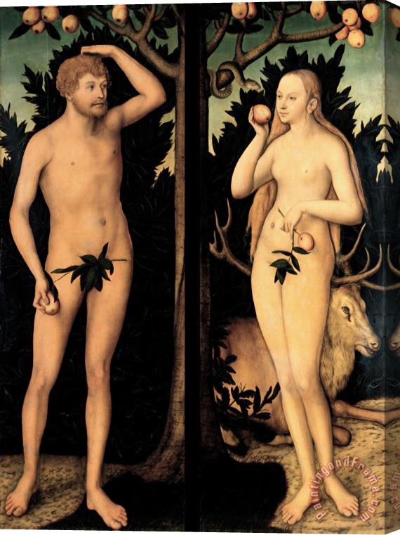 Lucas Cranach The Younger Adam And Eve in The Garden of Eden Stretched Canvas Print / Canvas Art