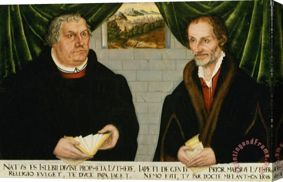 Lucas Cranach The Younger Double Portrait of Martin Luther (1483 1546) And Philip Melanchthon (1497 1560) Stretched Canvas Painting / Canvas Art