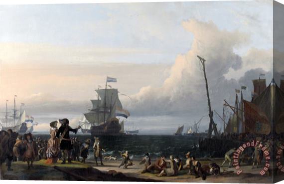 Ludolf Backhuysen Dutch Ships in The Roads of Texel; in The Middle The 'gouden Leeuw', The Flagship of Cornelis Tromp Stretched Canvas Print / Canvas Art