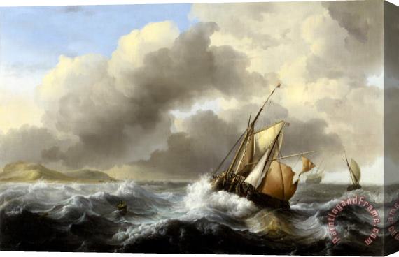 Ludolf Backhuysen Fishing Vessels Offshore in a Heavy Sea Stretched Canvas Painting / Canvas Art
