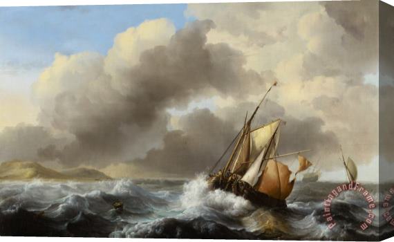 Ludolf Backhuysen Fishing Vessels Offshore In A Heavy Sea Stretched Canvas Painting / Canvas Art
