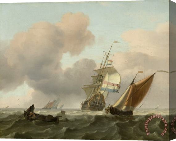 Ludolf Backhuysen Rough Sea with Ships Stretched Canvas Print / Canvas Art