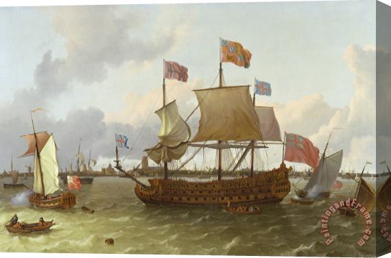 Ludolf Backhuysen The Britannia in Rotterdam Stretched Canvas Painting / Canvas Art