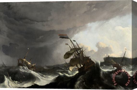 Ludolf Backhuysen Warships in a Heavy Storm Stretched Canvas Painting / Canvas Art