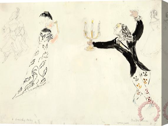 Marc Chagall A Candlestick And a Society Lady, Costume Design for Aleko (scene Iv). (1942) Stretched Canvas Painting / Canvas Art