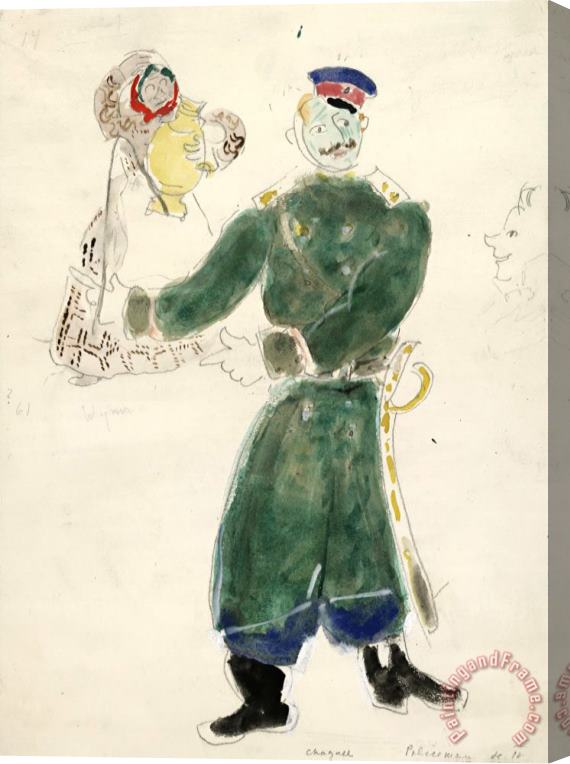 Marc Chagall A Policeman And a Peasant, Costume Design for Aleko (scene Iv). (1942) Stretched Canvas Painting / Canvas Art