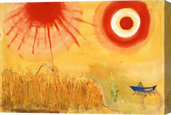 Marc Chagall A Wheatfield on a Summer's Afternoon. Study for Backdrop for Scene III of The Ballet Aleko. (1942) Stretched Canvas Print / Canvas Art