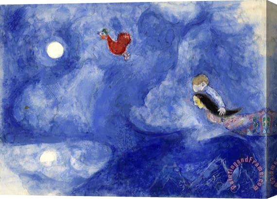 Marc Chagall Aleko And Zemphira by Moonlight. Study for Backdrop for Scene 1 of The Ballet Aleko. (1942) Stretched Canvas Print / Canvas Art