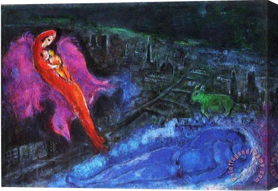 Marc Chagall Bridges Over The Seine 1954 Stretched Canvas Painting / Canvas Art