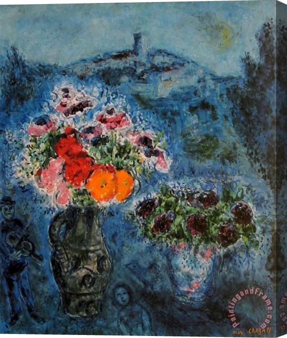Marc Chagall Bunch of Violets Stretched Canvas Painting / Canvas Art