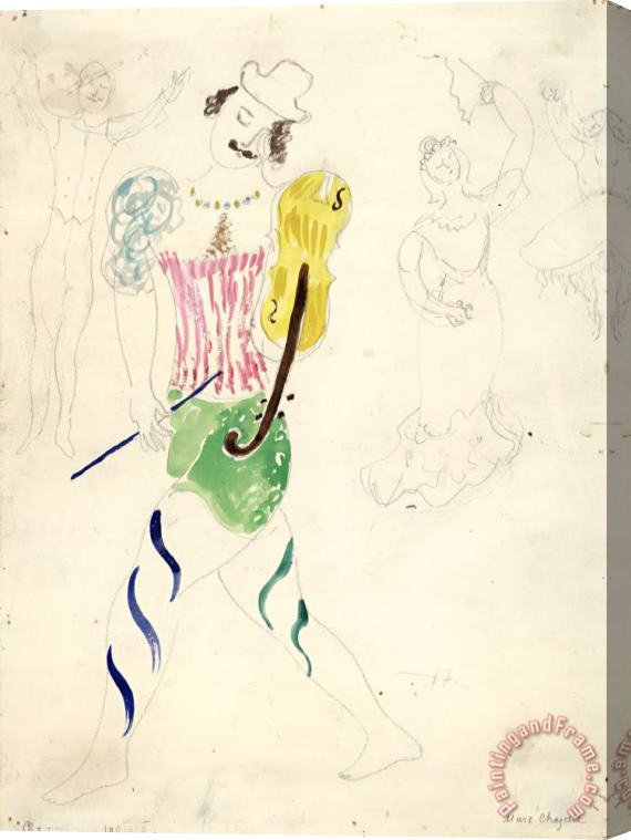 Marc Chagall Clown, Costume Design for Aleko (scene Ii). (1942) Stretched Canvas Painting / Canvas Art