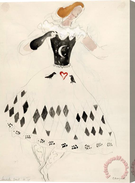 Marc Chagall Costume for a Society Girl, Costume Design for Aleko (scene Iv). (1942) Stretched Canvas Print / Canvas Art