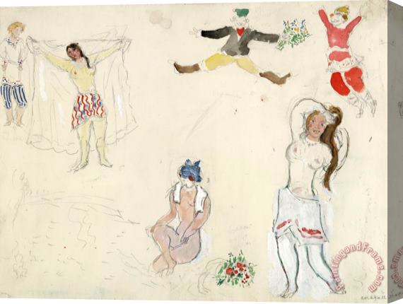 Marc Chagall Costumes for Bathers And Peasants, Costume Design for Aleko. (1942) Stretched Canvas Print / Canvas Art