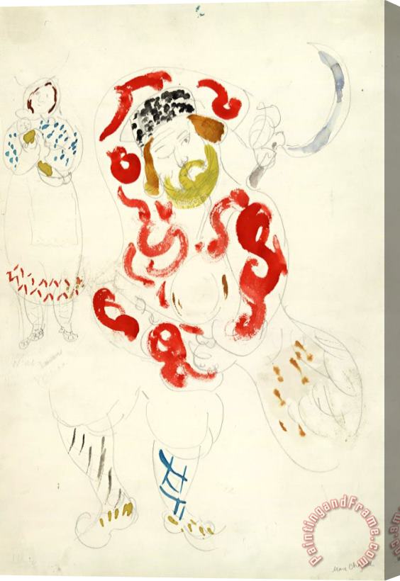 Marc Chagall Costumes for Peasant, Costume Design for Aleko (scene Iii). (1942) Stretched Canvas Painting / Canvas Art