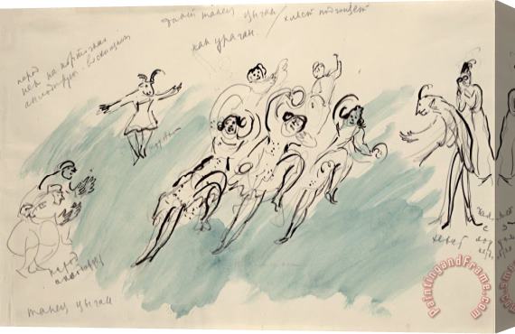 Marc Chagall Dance of The Gypsies. Sketch for The Choreographer for Scene 4 of The Ballet Aleko. (1942) Stretched Canvas Print / Canvas Art