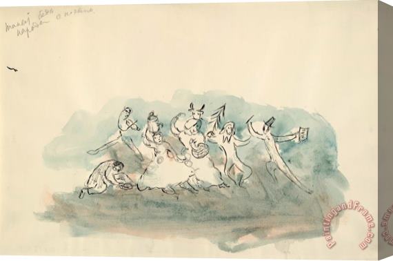 Marc Chagall Dance of The Peasants, Sketch for The Choreographer for Aleko (scene Iii). (1942) Stretched Canvas Painting / Canvas Art
