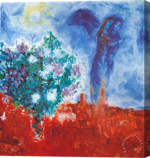 Marc Chagall Die Liebenden Uber St Paul C 1971 Stretched Canvas Painting / Canvas Art