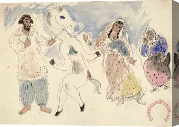 Marc Chagall Gypsies And a Horse, Costume Design for Aleko (scene Iv). (1942) Stretched Canvas Print / Canvas Art