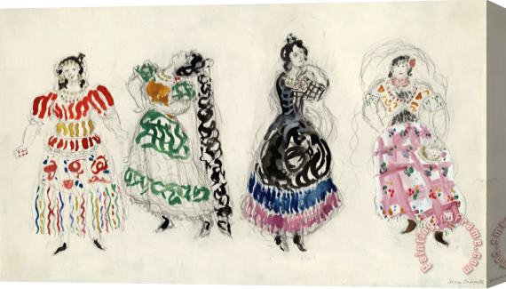 Marc Chagall Gypsies, Costume Design for Aleko (scene Iv). (1942) Stretched Canvas Painting / Canvas Art