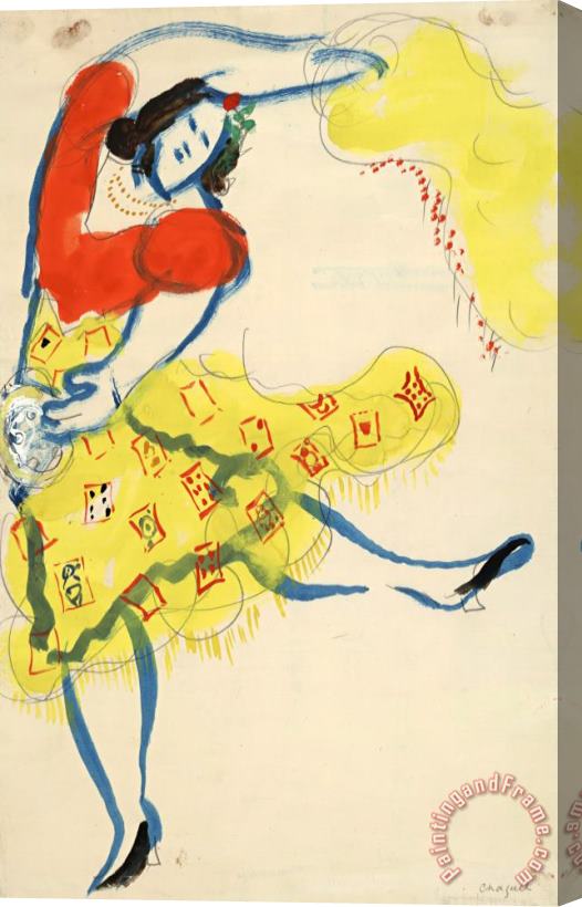 Marc Chagall Gypsy, Costume Design for Aleko (scene I). (1942) Stretched Canvas Painting / Canvas Art