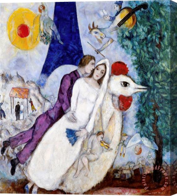 Marc Chagall Les Fiancees De La Tour Eiffel Stretched Canvas Painting / Canvas Art