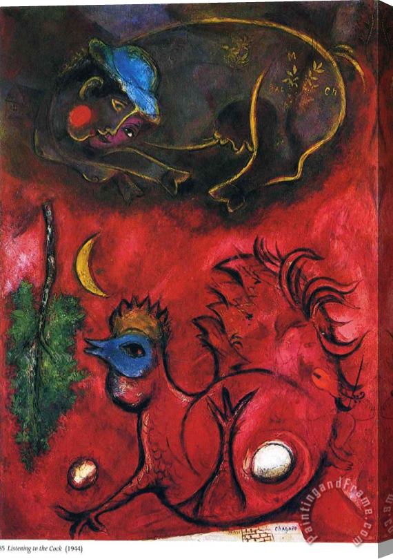 Marc Chagall Listening to The Cock 1944 Stretched Canvas Painting / Canvas Art