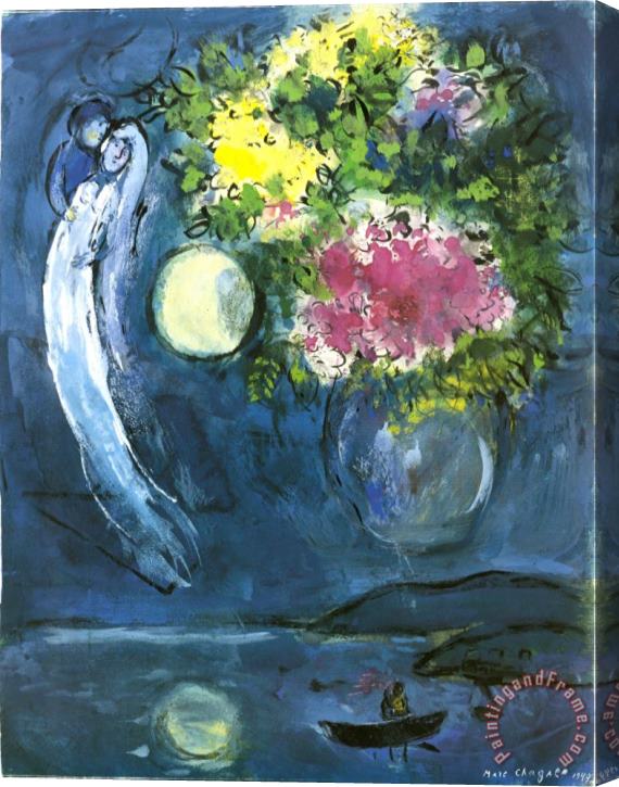 Marc Chagall Lovers with Bouquet C 1949 Stretched Canvas Painting / Canvas Art