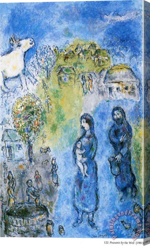 Marc Chagall Peasants by The Well 1981 Stretched Canvas Print / Canvas Art