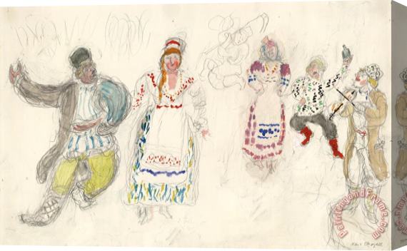 Marc Chagall Peasants, Costume Design for Aleko (scene Iii). (1942) Stretched Canvas Painting / Canvas Art