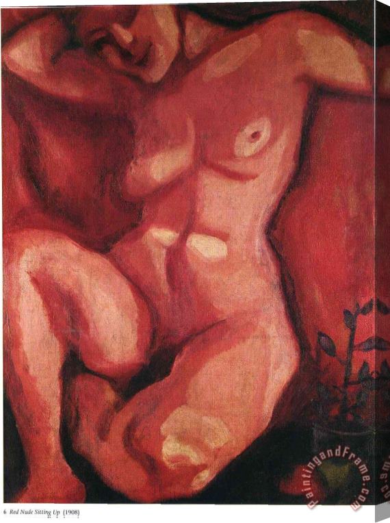 Marc Chagall Red Nude Sitting Up 1908 Stretched Canvas Print / Canvas Art