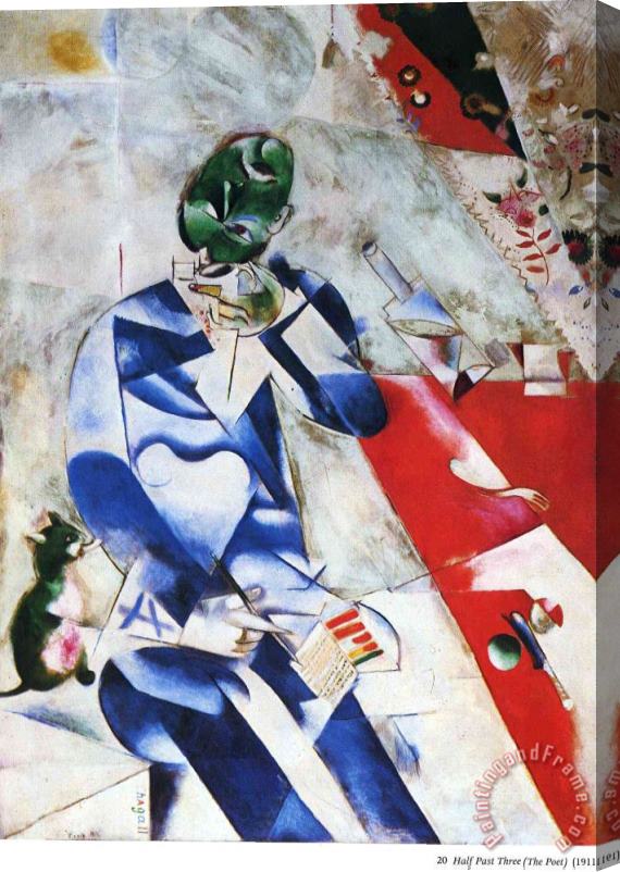 Marc Chagall The Poet Or Half Past Three 1912 Stretched Canvas Painting / Canvas Art