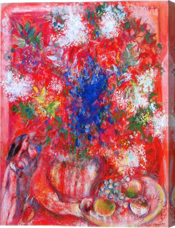 Marc Chagall The Red Flowers Stretched Canvas Painting / Canvas Art
