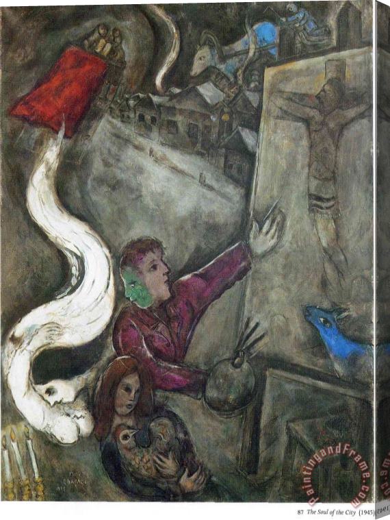 Marc Chagall The Soul of The City 1945 Stretched Canvas Painting / Canvas Art