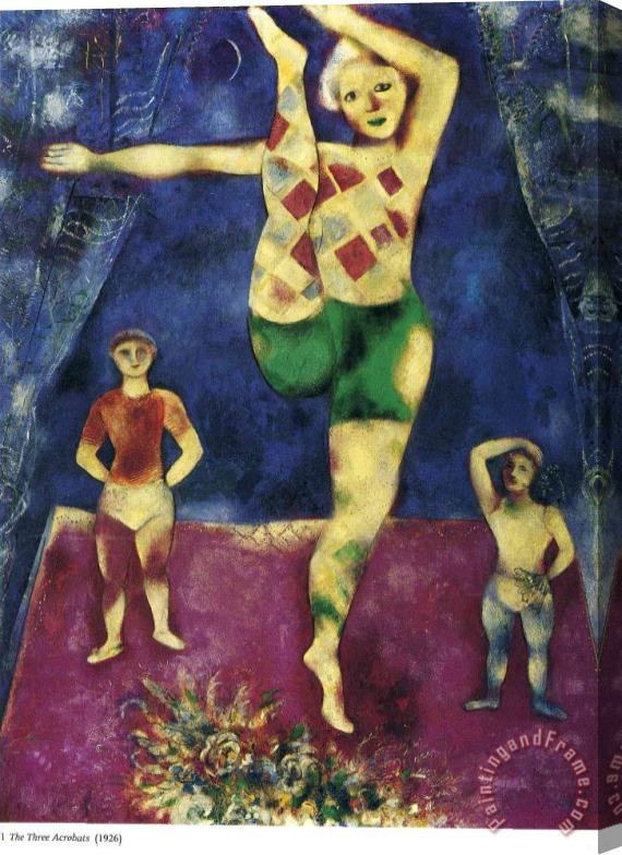 Marc Chagall Three Acrobates 1926 Stretched Canvas Painting / Canvas Art