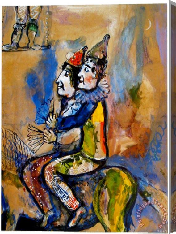 Marc Chagall Two Clowns on a Horse Back Stretched Canvas Painting / Canvas Art