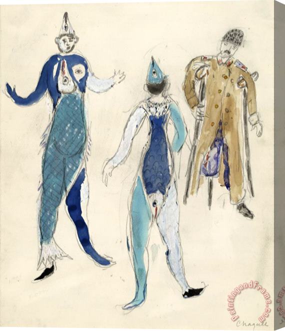 Marc Chagall Two Fish And a Veteran. Costume Design for Scene IV of The Ballet Aleko. (1942) Stretched Canvas Print / Canvas Art
