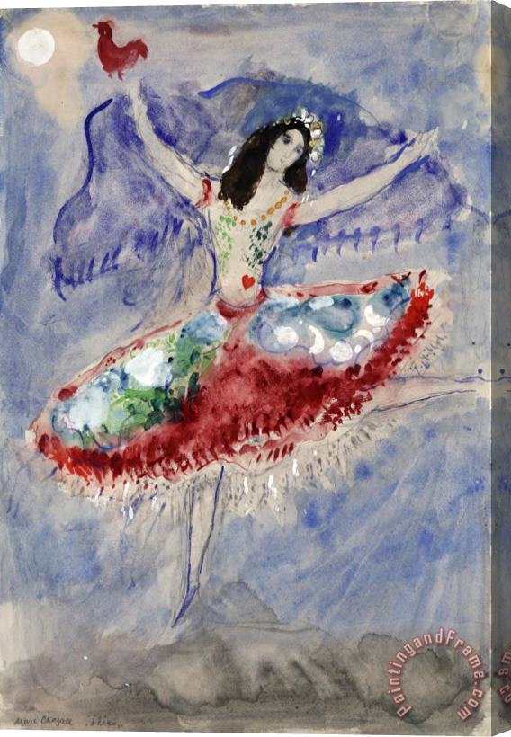 Marc Chagall Zemphira, Costume Design for Aleko (scene I). (1942) Stretched Canvas Painting / Canvas Art