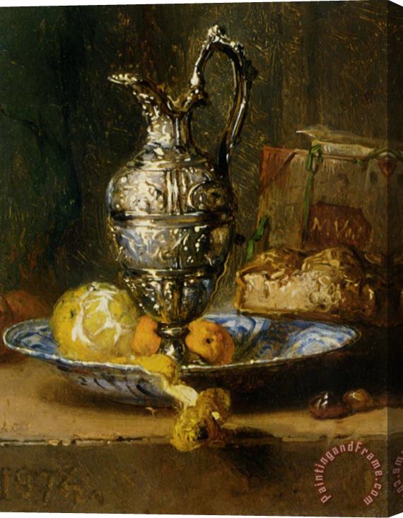 Maria Vos A Still Life with a Lemon, Oranges, Bread, And a Pitcher Stretched Canvas Print / Canvas Art