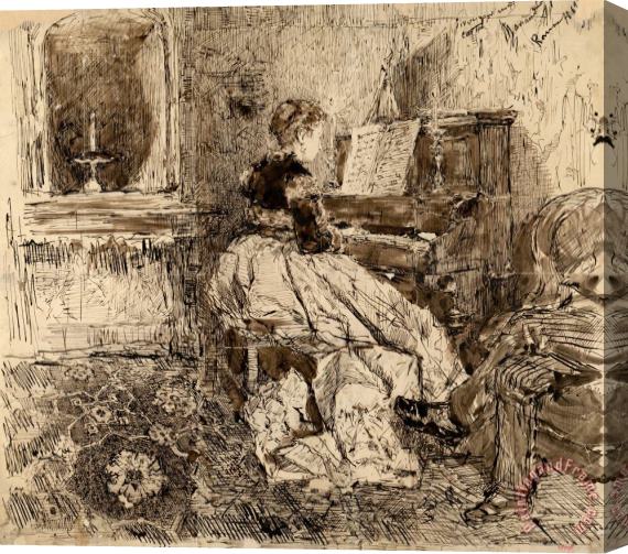 Mariano Jose Maria Bernardo Fortuny Y Carbo Cecilia De Madrazo Playing The Piano Stretched Canvas Painting / Canvas Art