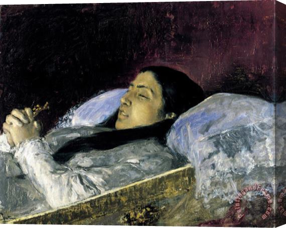 Mariano Jose Maria Bernardo Fortuny Y Carbo Miss Del Castillo on Her Deathbed Stretched Canvas Print / Canvas Art