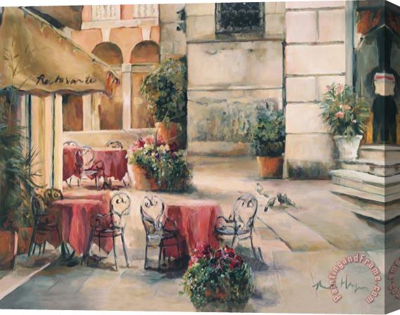 Marilyn Hageman Plaza Cafe Stretched Canvas Print / Canvas Art