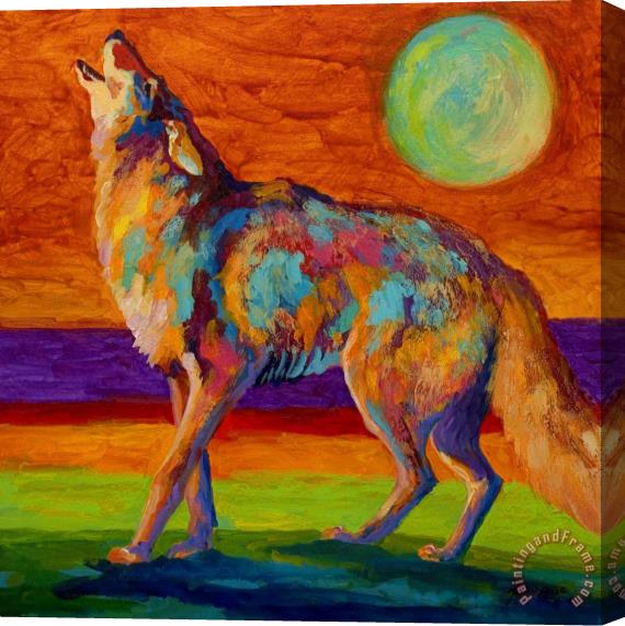 Marion Rose Moon Talk - Coyote Stretched Canvas Print / Canvas Art
