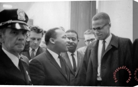 Marion S Trikoskor Martin Luther King Jnr 1929-1968 And Malcolm X Malcolm Little - 1925-1965 Stretched Canvas Print / Canvas Art