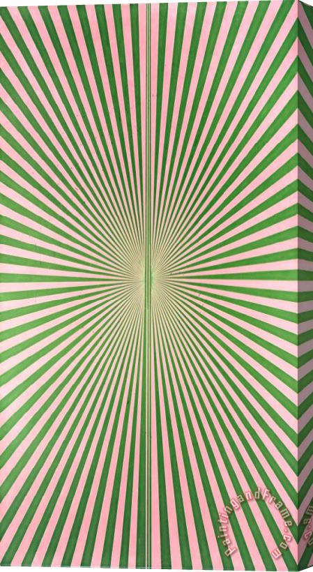 Mark Grotjahn Untitled (blush Pink And Kelly Green Butterfly 45.13) Stretched Canvas Painting / Canvas Art