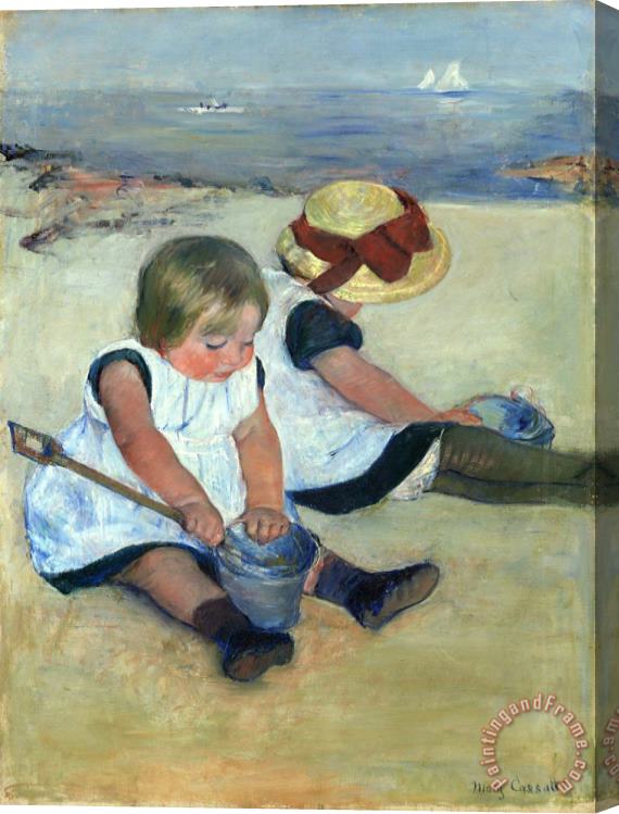 Mary Cassatt Children Playing on The Beach Stretched Canvas Painting / Canvas Art